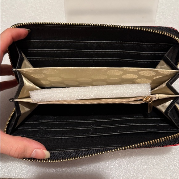 Kate Spade Red and Black Plaid Glitter Zipper Wallet - Picture 5 of 5